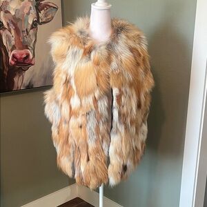 Red Fox  Fur Vest in Multicolor‎